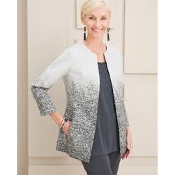 Chicos Shacket Womens Formal Blazer Jacket Sequin Shimmery Top 12 / 14 - Picture 1 of 11